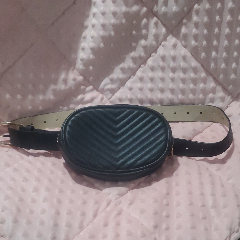 Black Quilted Belt Bag